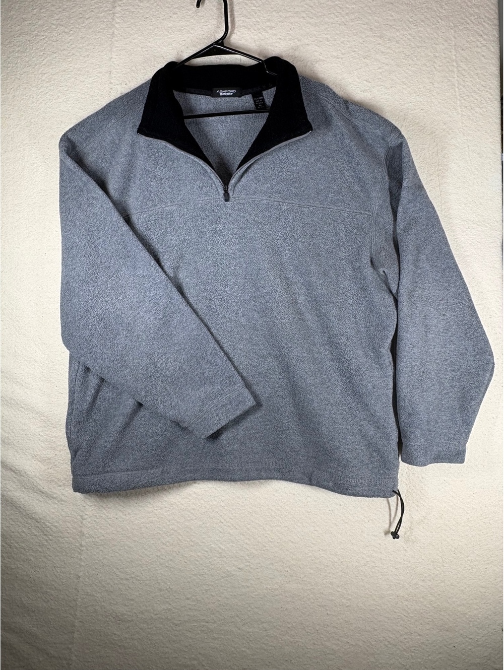 Fleece Pullover XL Gray Ashford Sport Quarter Zip Jacket Drawcord Hem